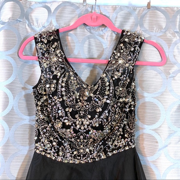 Sherri Hill Prom Dress Short Black Embellished 2 - Picture 2 of 6